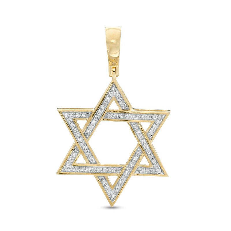 1/ CT. T.W. Diamond Star of David Necklace Charm in 10K Gold