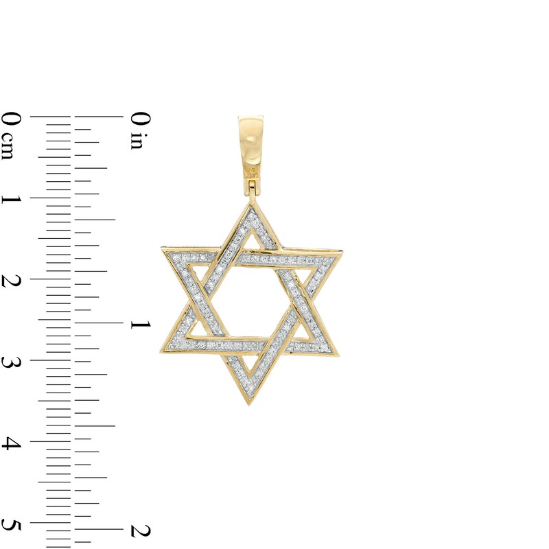 Main Image 2 of 1/8 CT. T.W. Diamond Star of David Necklace Charm in 10K Gold