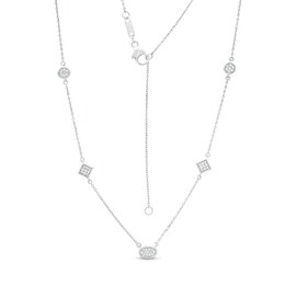 1/8 CT. T.W. Diamond Multi-Shaped Station Necklace in Sterling Silver