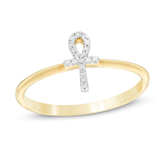 1/20 CT. T.W. Diamond Ankh Symbol Ring in 10K Gold