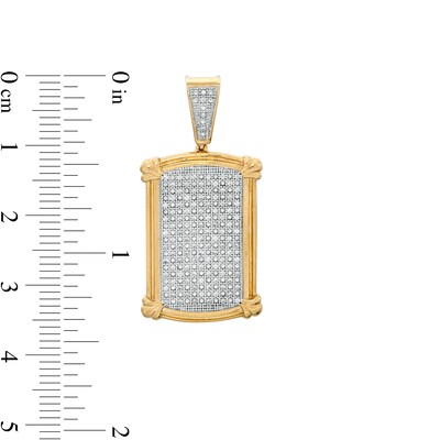 1/4 CT. T.W. Diamond Picture Frame Dog Tag Necklace Charm in 10K Gold