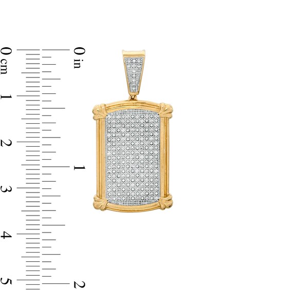 1/4 CT. T.W. Diamond Picture Frame Dog Tag Necklace Charm in 10K Gold