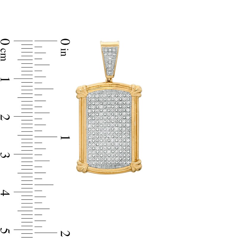 Main Image 2 of 1/4 CT. T.W. Diamond Picture Frame Dog Tag Necklace Charm in 10K Gold