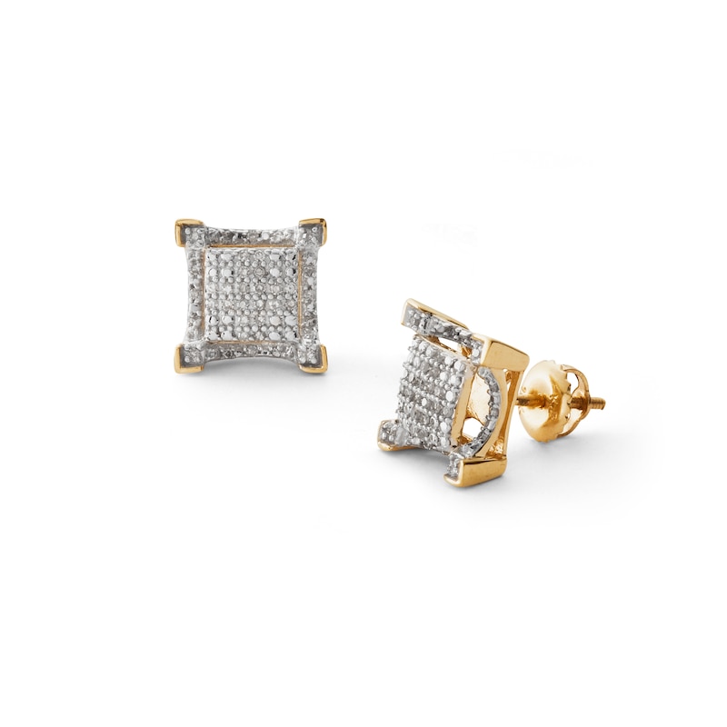 Main Image 1 of 1/5 CT. T.W. Composite Diamond Square Frame Stud Earrings in 10K Gold