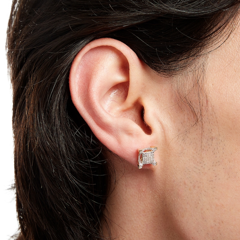 Main Image 3 of 1/5 CT. T.W. Composite Diamond Square Frame Stud Earrings in 10K Gold