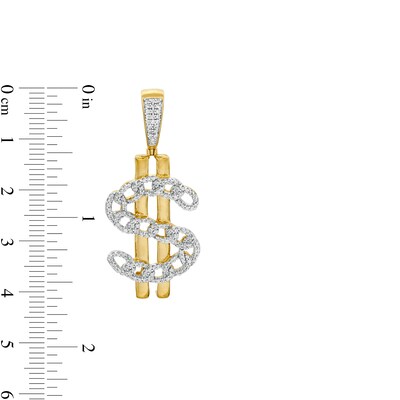 1/2 CT. T.W. Diamond Dollar Sign Necklace Charm in 10K Gold