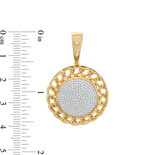 1/2 CT. T.W. Diamond Chain Border Disc Necklace Charm in 10K Gold