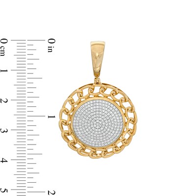 1/2 CT. T.W. Diamond Chain Border Disc Necklace Charm in 10K Gold