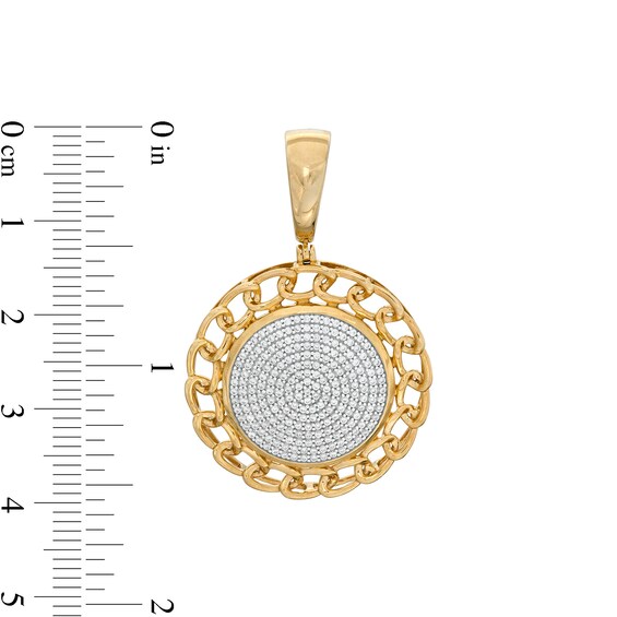 1/2 CT. T.W. Diamond Chain Border Disc Necklace Charm in 10K Gold
