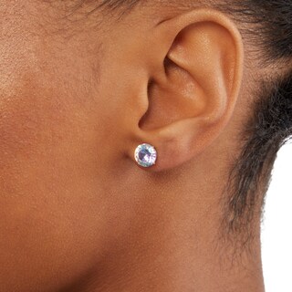 8mm Iridescent Solitaire Stud Earrings in 14K Gold