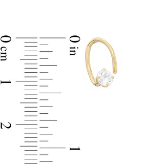 4mm Cubic Zirconia Solitaire Single Threader Earring in 10K Gold