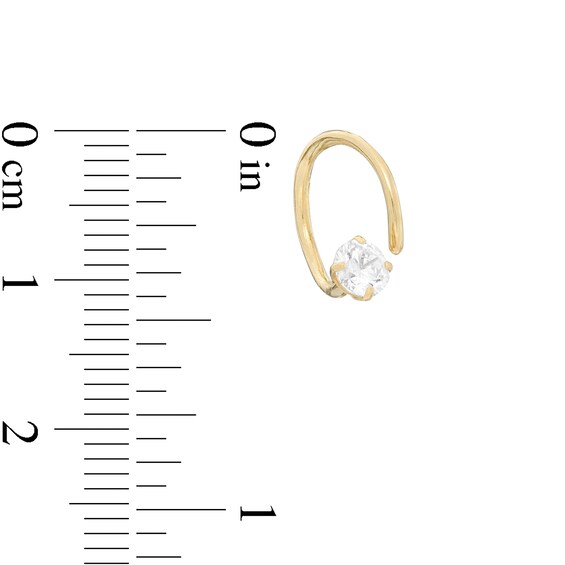 4mm Cubic Zirconia Solitaire Single Threader Earring in 10K Gold