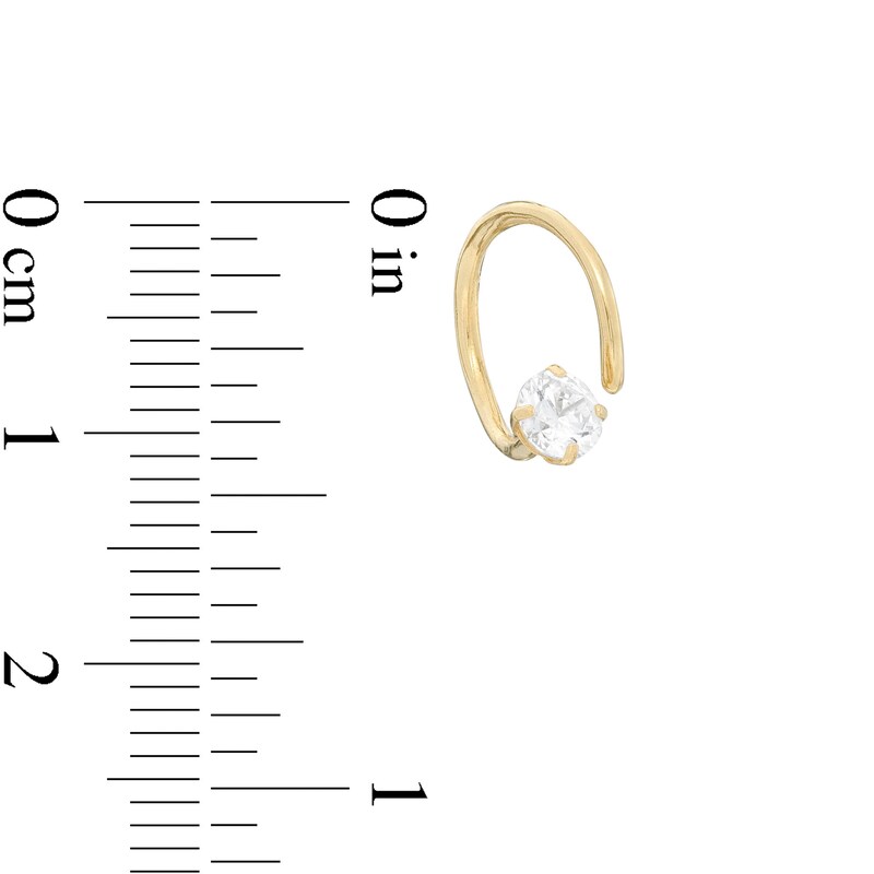 4mm Cubic Zirconia Solitaire Single Threader Earring in 10K Gold