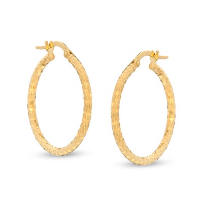 Made in Italy 24mm Diamond-Cut Disco Ball Hoop Earring in 10K Gold Tube
