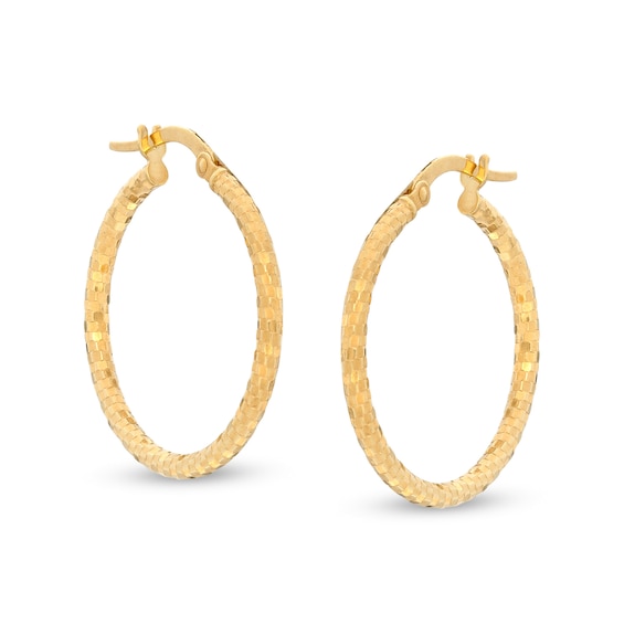 Made in Italy 24mm Diamond-Cut Disco Ball Hoop Earring in 10K Gold Tube