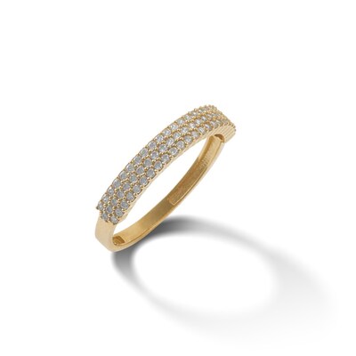 Cubic Zirconia Triple Row Ring in 10K Gold