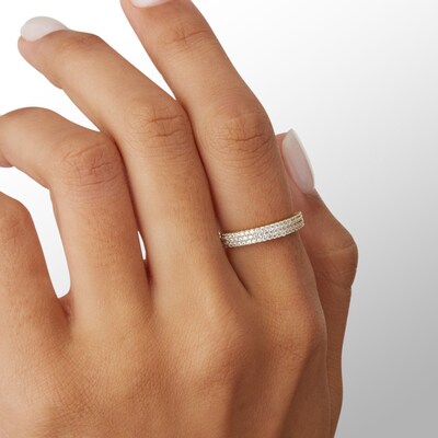 Cubic Zirconia Triple Row Ring in 10K Gold