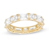 Thumbnail Image 1 of Emerald-Cut Cubic Zirconia Alternating Eternity Band in 10K Gold - Size 7