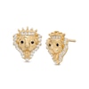 Thumbnail Image 1 of Cubic Zirconia Lion Head with Crown Stud Earrings in 10K Gold