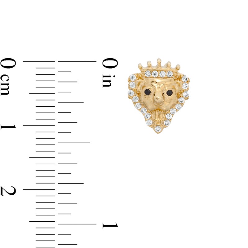 Main Image 2 of Cubic Zirconia Lion Head with Crown Stud Earrings in 10K Gold
