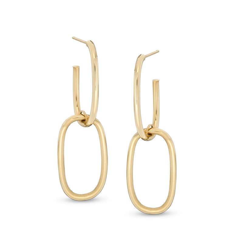 Made in Italy Oval Link Double Drop Earrings in 10K Gold