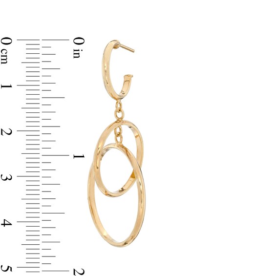 Made in Italy Interlocking Circles Chain Dangle Drop Earrings in 10K Gold
