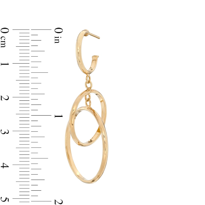 Main Image 2 of Made in Italy Interlocking Circles Chain Dangle Drop Earrings in 10K Gold
