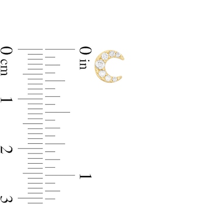 Cubic Zirconia Graduated Crescent Moon Stud Earrings in 10K Gold