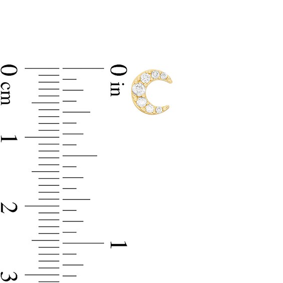 Cubic Zirconia Graduated Crescent Moon Stud Earrings in 10K Gold