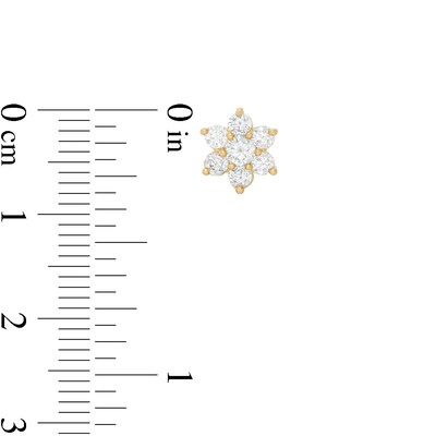 Cubic Zirconia Flower Stud Earrings in 10K Gold