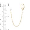 Thumbnail Image 2 of 4mm Cubic Zirconia Solitaire Stud with Orbit Cuff Chain Single Earring in 10K Gold