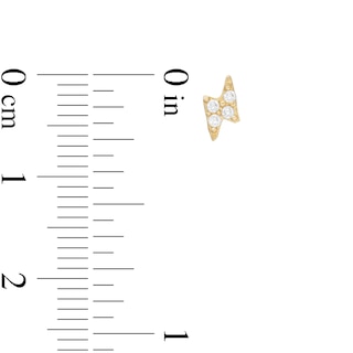 Cubic Zirconia Lightning Bolt Stud Earrings in 10K Gold