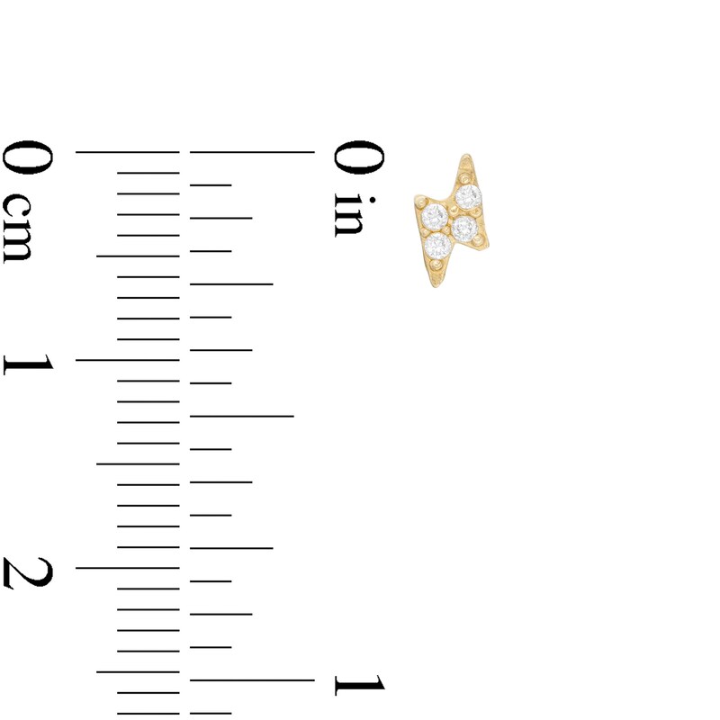 Main Image 2 of Cubic Zirconia Lightning Bolt Stud Earrings in 10K Gold