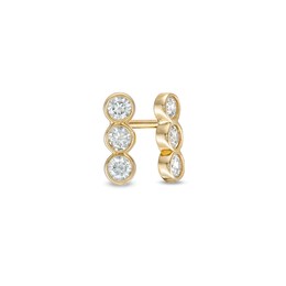Cubic Zirconia Bezel-Set Linear Three Stone Stud Earrings in 10K Gold