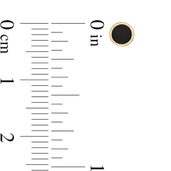 Black Enamel Circle Stud Earrings in 10K Gold
