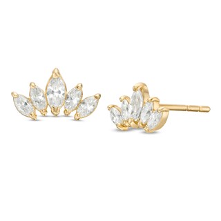 Marquise Cubic Zirconia Crawler Earrings in 10K Gold