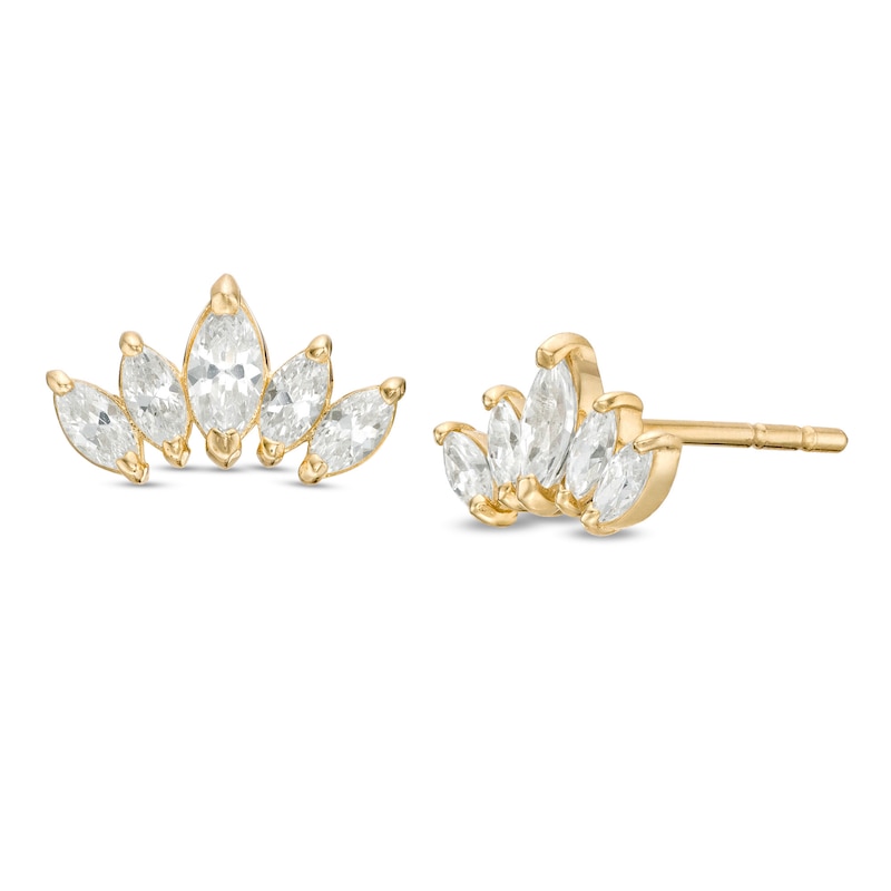 Marquise Cubic Zirconia Crawler Earrings in 10K Gold