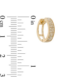 1/8 CT. T.W. Diamond Triple Row Huggie Hoop Earrings in 10K Gold