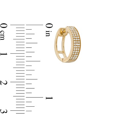 1/8 CT. T.W. Diamond Triple Row Huggie Hoop Earrings in 10K Gold