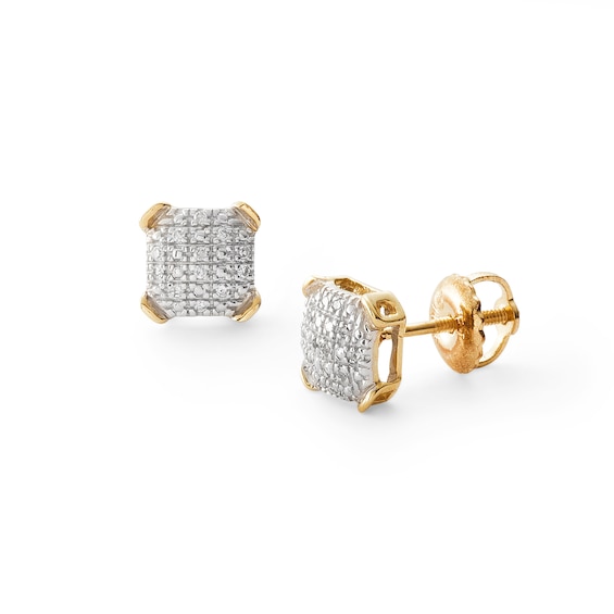 10K Solid Gold 1/20 CT. T.W. Diamond Cushion Studs
