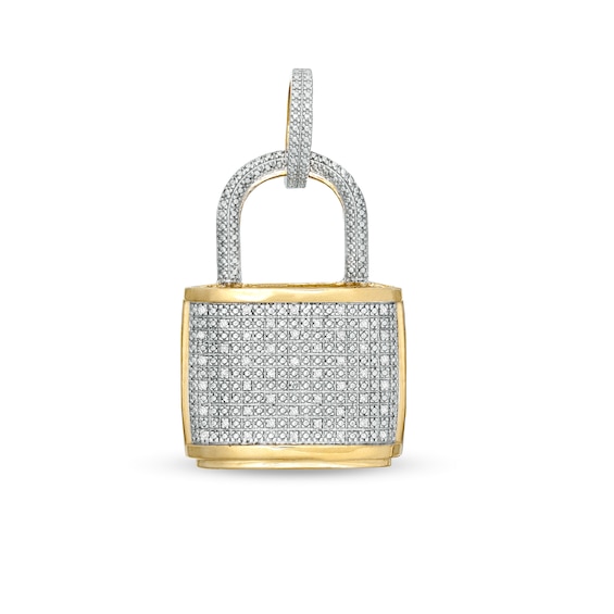 1/10 CT. T.W. Diamond Lock Necklace Charm in 10K Gold