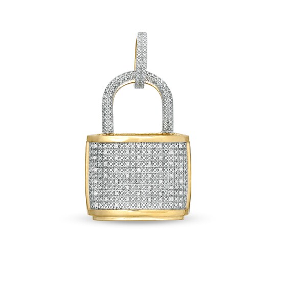 1/10 CT. T.W. Diamond Lock Necklace Charm in 10K Gold