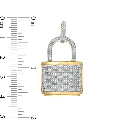 1/10 CT. T.W. Diamond Lock Necklace Charm in 10K Gold