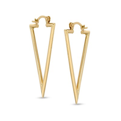 Triangle Tube Drop Earrings in 10K Gold