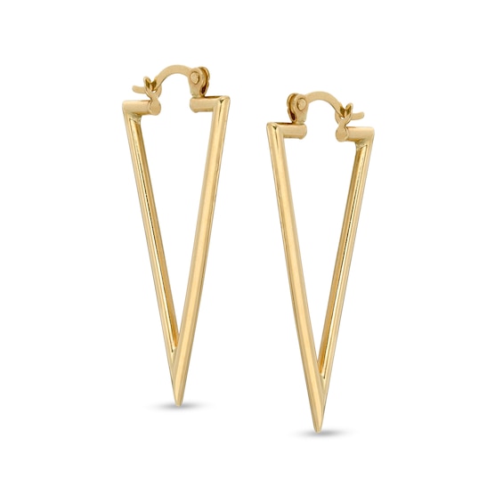 Triangle Tube Drop Earrings in 10K Gold