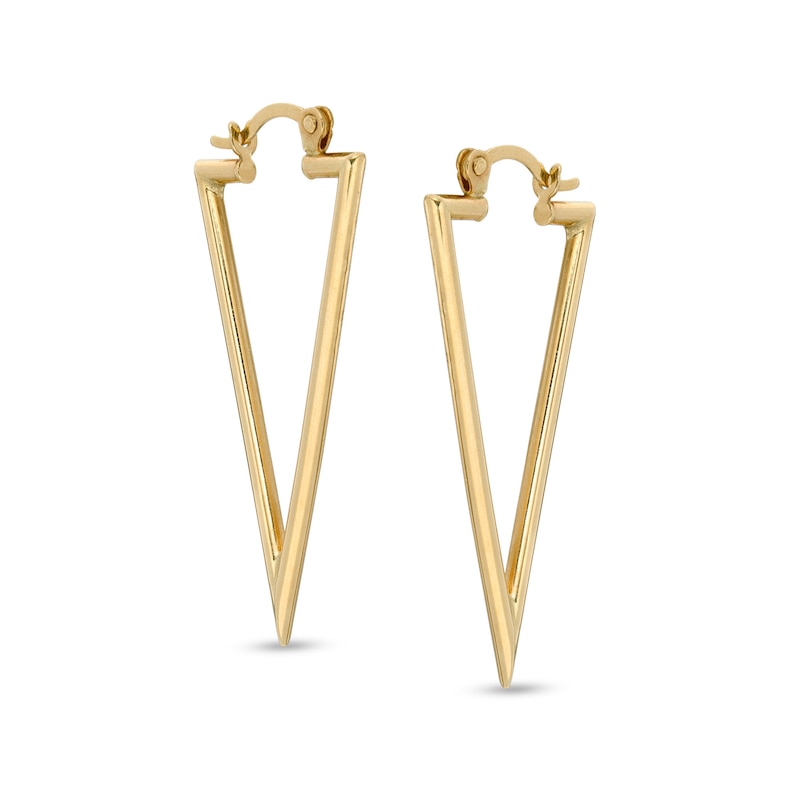 Triangle Tube Drop Earrings in 10K Gold