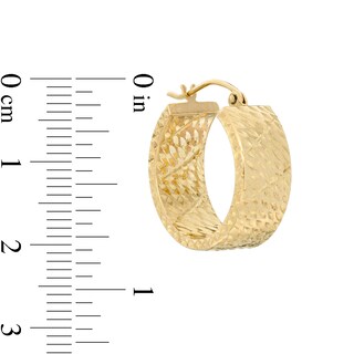20mm Diamond-Cut Slant Groove Squared Tube Hoop Earrings in 10K Gold