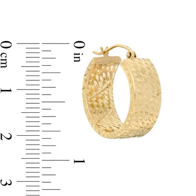 20mm Diamond-Cut Slant Groove Squared Tube Hoop Earrings in 10K Gold