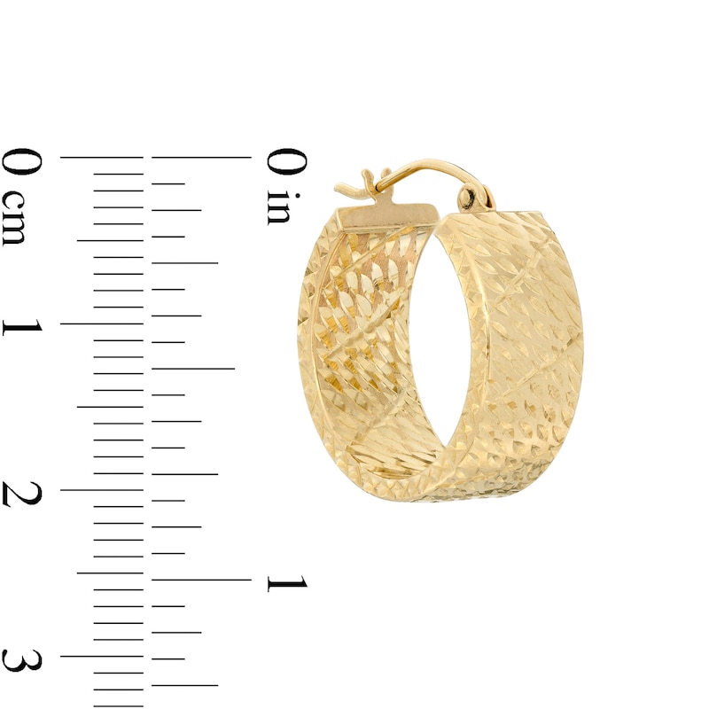 20mm Diamond-Cut Slant Groove Squared Tube Hoop Earrings in 10K Gold