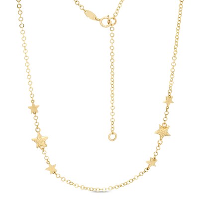 Diamond-Cut Star Station Cable Chain Necklace in 10K Gold